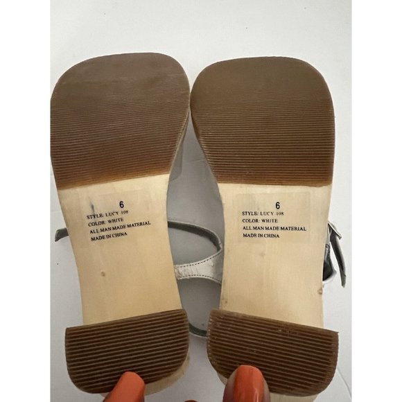 Vintage Women’s Size 6 Platform Sandals Wooden Heels Chunky Heel Y2K - Picture 9 of 10